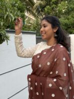 Retro (Embroidered georgette) - Brown - Image 2