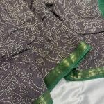 Jessi (Bandini Mul chanderi saree) - Slate grey & Green