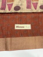 Himaja (Printed Tussar) - Sand beige with Rust & Rose - Image 5