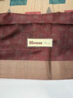 Himaja (Printed Tussar) - Sand beige with Mustard & Rose - Image 5