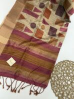 Himaja (Printed Tussar) - Sand beige with Rust & Rose - Image 3