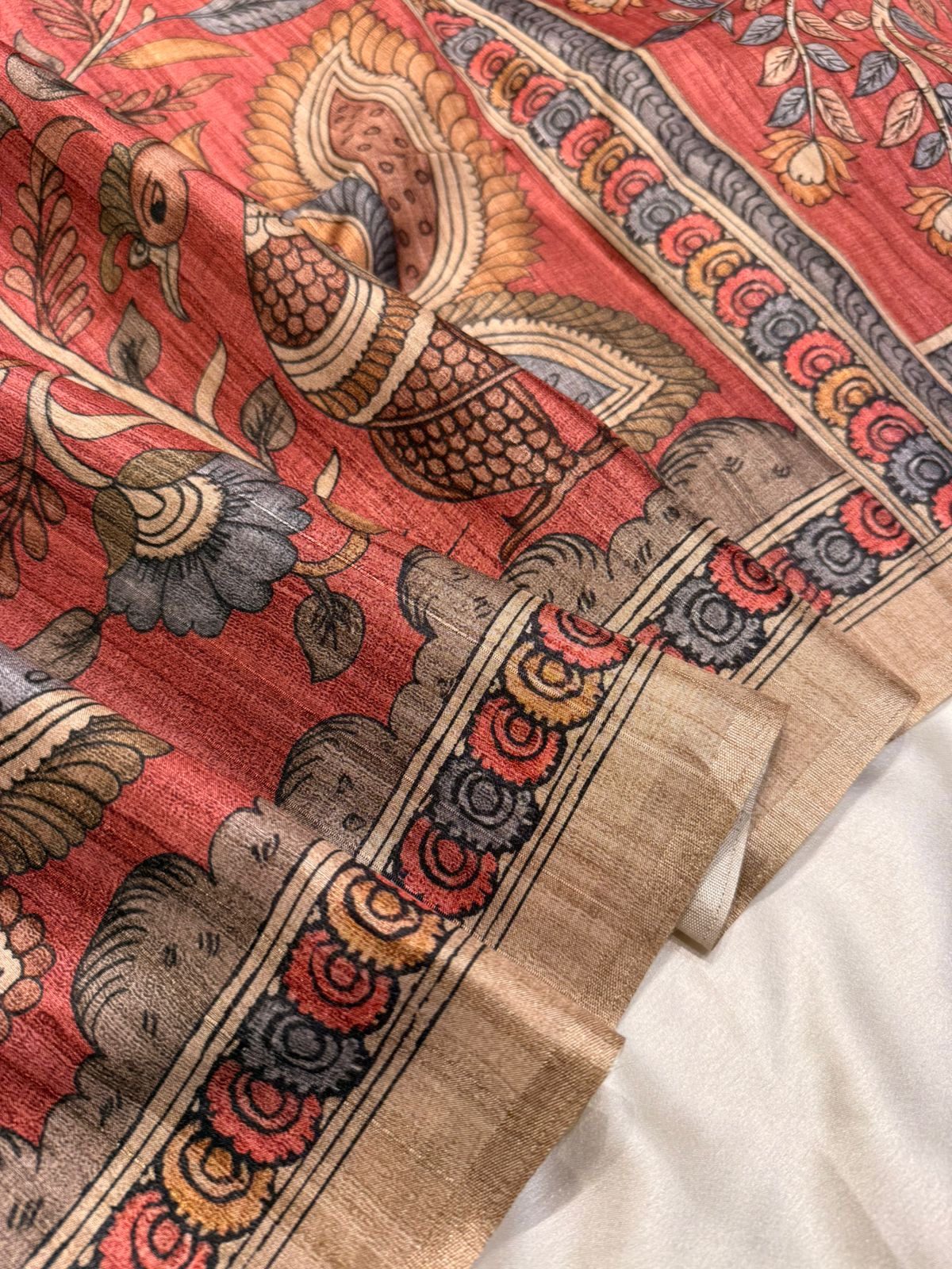 e91a6522-673b-4e30-8da4-afeb40ce4da4 Kanika (Printed Semi Tussar) - Orange - Image 1