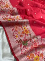 Aaradhana (Paithani Heritage silk) - Tomato Pink - Image 3