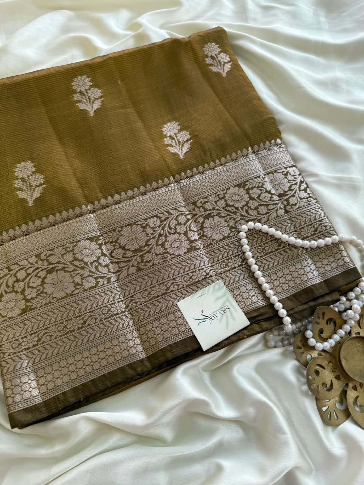 0ce13e21-4a65-4465-9baf-8092eed0e1a1 Shyamala (Banarasi silk blend) - Golden Mustard - Image 1