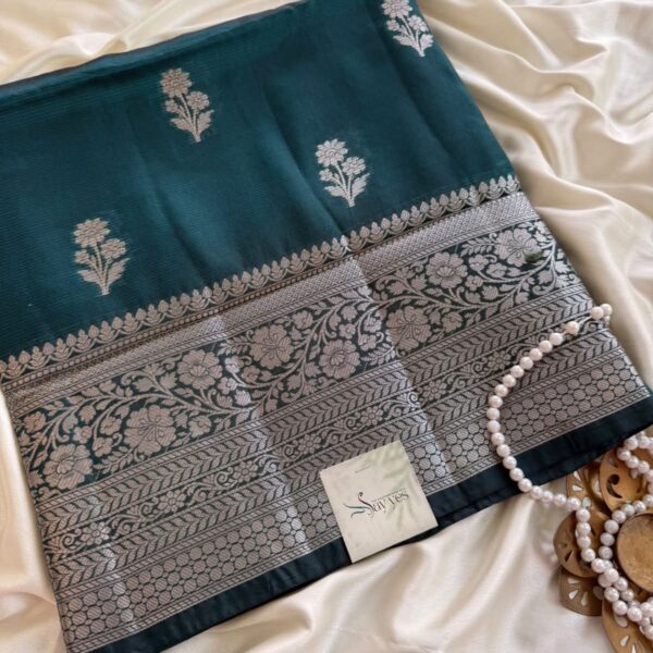 Shyamala (Banarasi silk blend) - Regal Teal