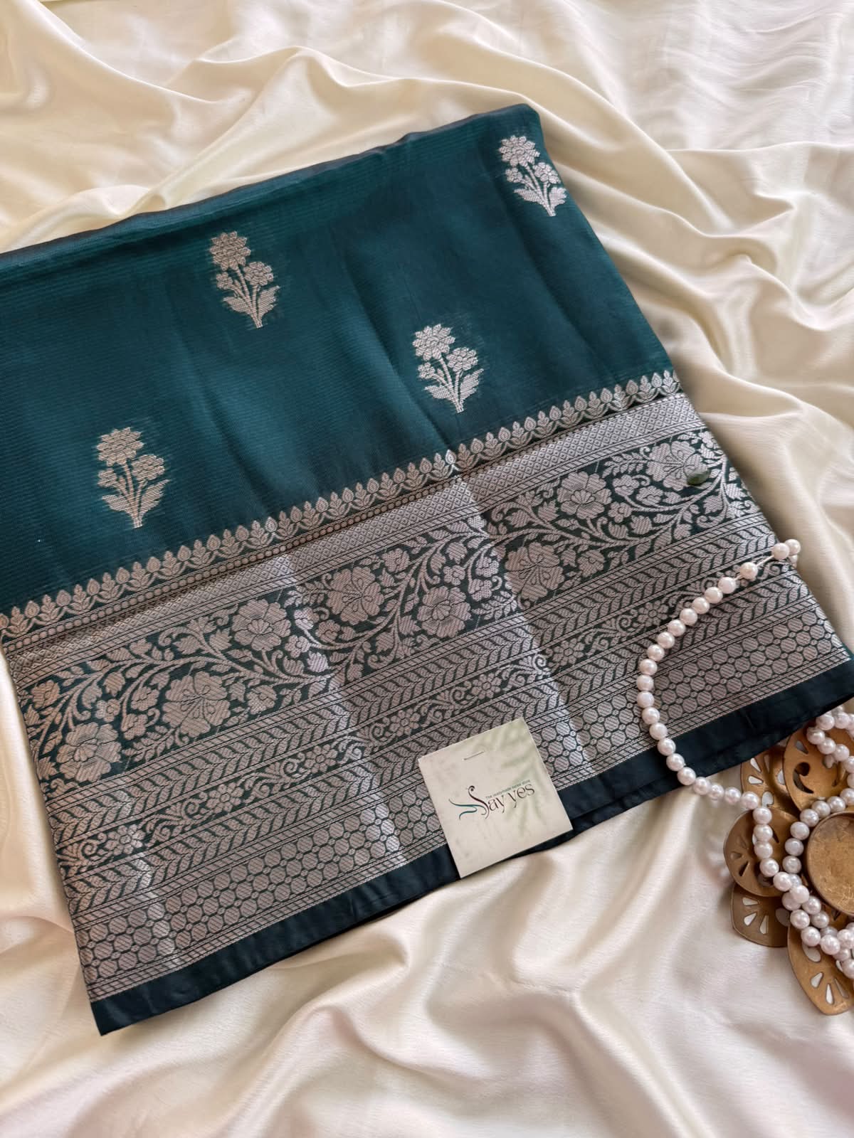 165a5d39-8f29-46f6-9584-b8c8ecb1fefa Shyamala (Banarasi silk blend) - Regal Teal - Image 1