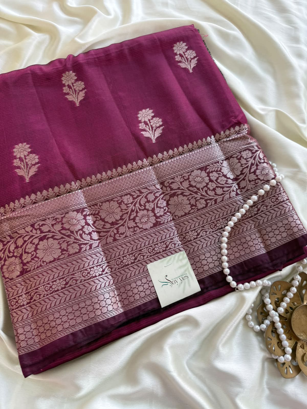 1c18d95c-4f2f-4bda-96b0-c7e1b22e56b9 Shyamala (Banarasi silk blend) - Berry - Image 1