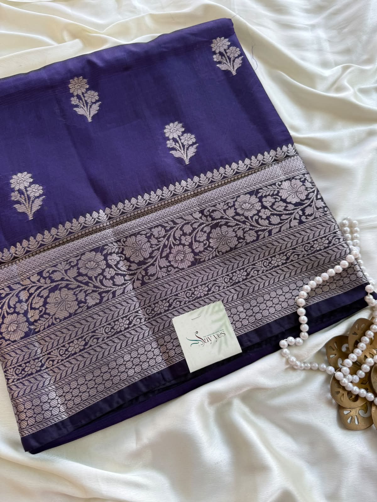 348b5d45-98d4-4589-aea4-83bc6f6f4649 Shyamala (Banarasi silk blend) - Violet - Image 1