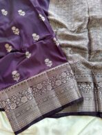 Shyamala (Banarasi silk blend) - Dark Plum - Image 3
