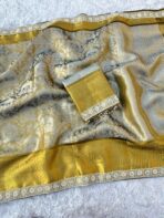 Sukhi (saree) - Silver & Gold - Image 7