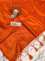 Devi (Banarasi soft silk) - Orange - Image 2