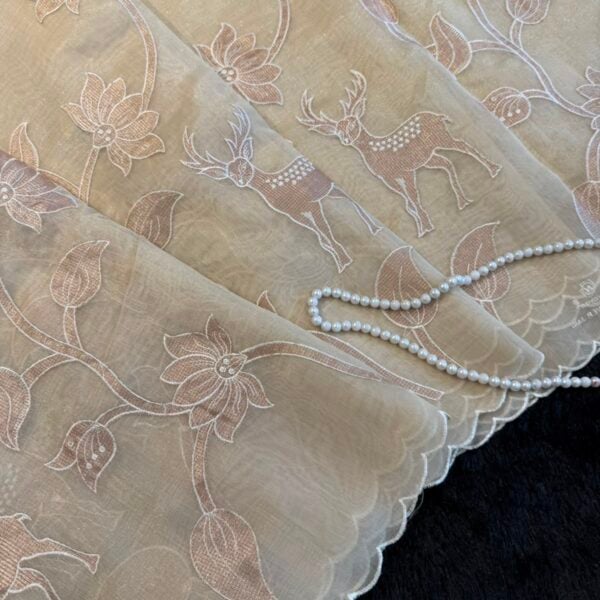 Vanam (Pure Organza) - Peach Ivory