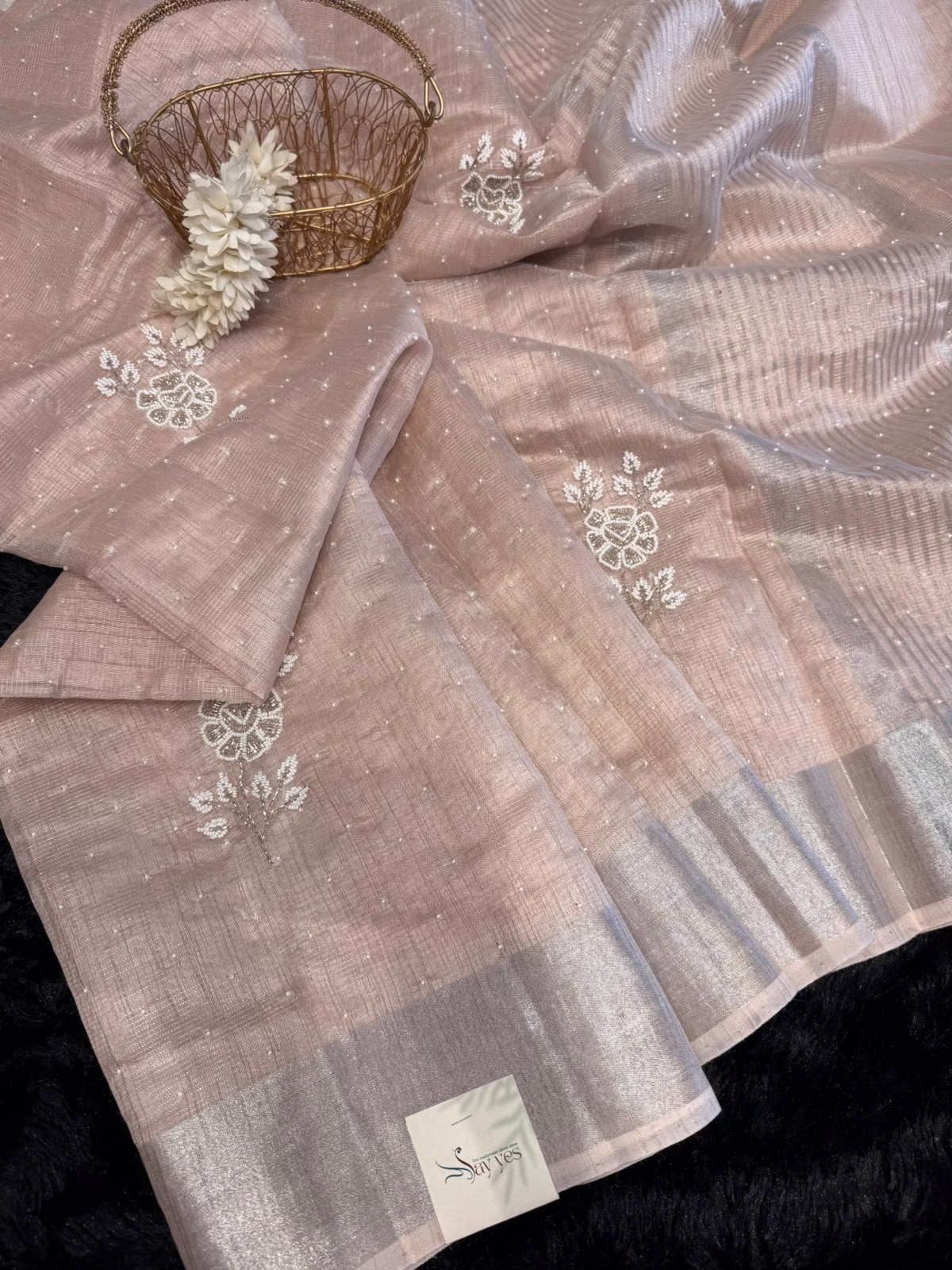 0763b206-3d2e-4643-bb15-d82d8108cae0 Muthumalar (Tissue Linen silk) - Blush pink - Image 1