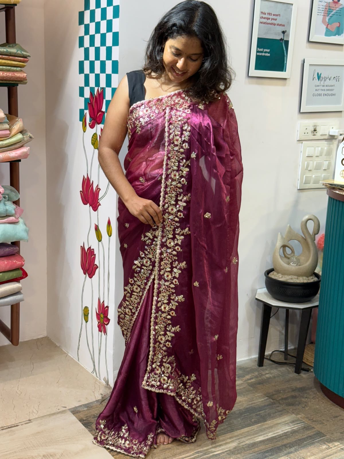 0f34a821-ce41-426a-9ce6-324a5b221ab9 Tara (Embroidered Fendi silk) - Wine - Image 1