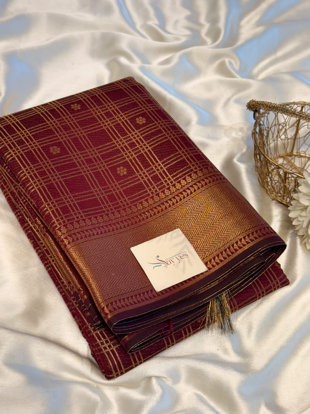 1c51e0ef-ce9a-4381-87f6-d1806bc5315d Ratnamala (Soft silk blend) - Maroon - Image 1
