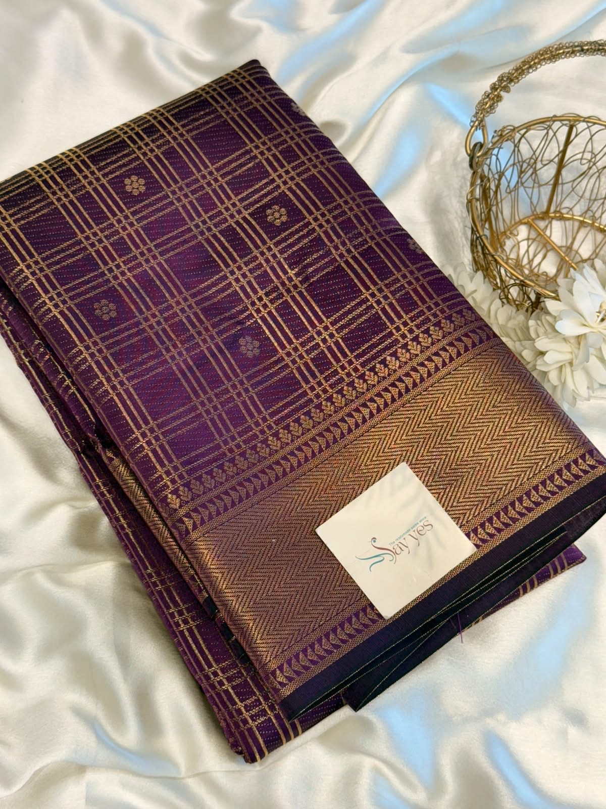 201d6630-6a84-4726-8719-f5a2b07d80d9 Ratnamala (Soft silk blend) - Violet - Image 1
