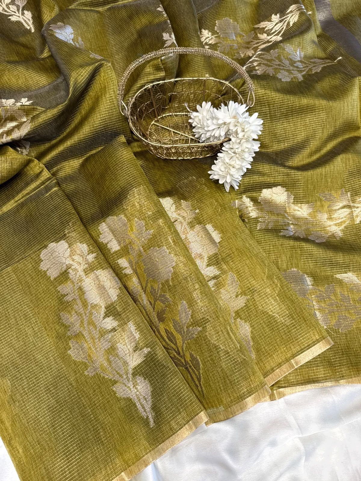 2782675a-01cf-4e54-8dd1-b645be3f7586 Anjali (Silk cotton) - Lime - Image 1