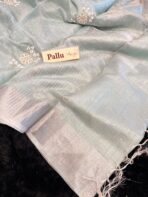 Muthumalar (Tissue Linen silk) - Sea blue - Image 4