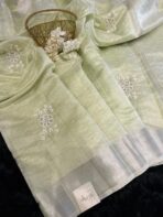 Muthumalar (Tissue Linen silk) - Pastel green