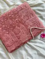 Spring garden (Embroidered Organza) - Peach