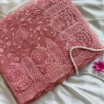 Spring garden (Embroidered Organza) - Peach