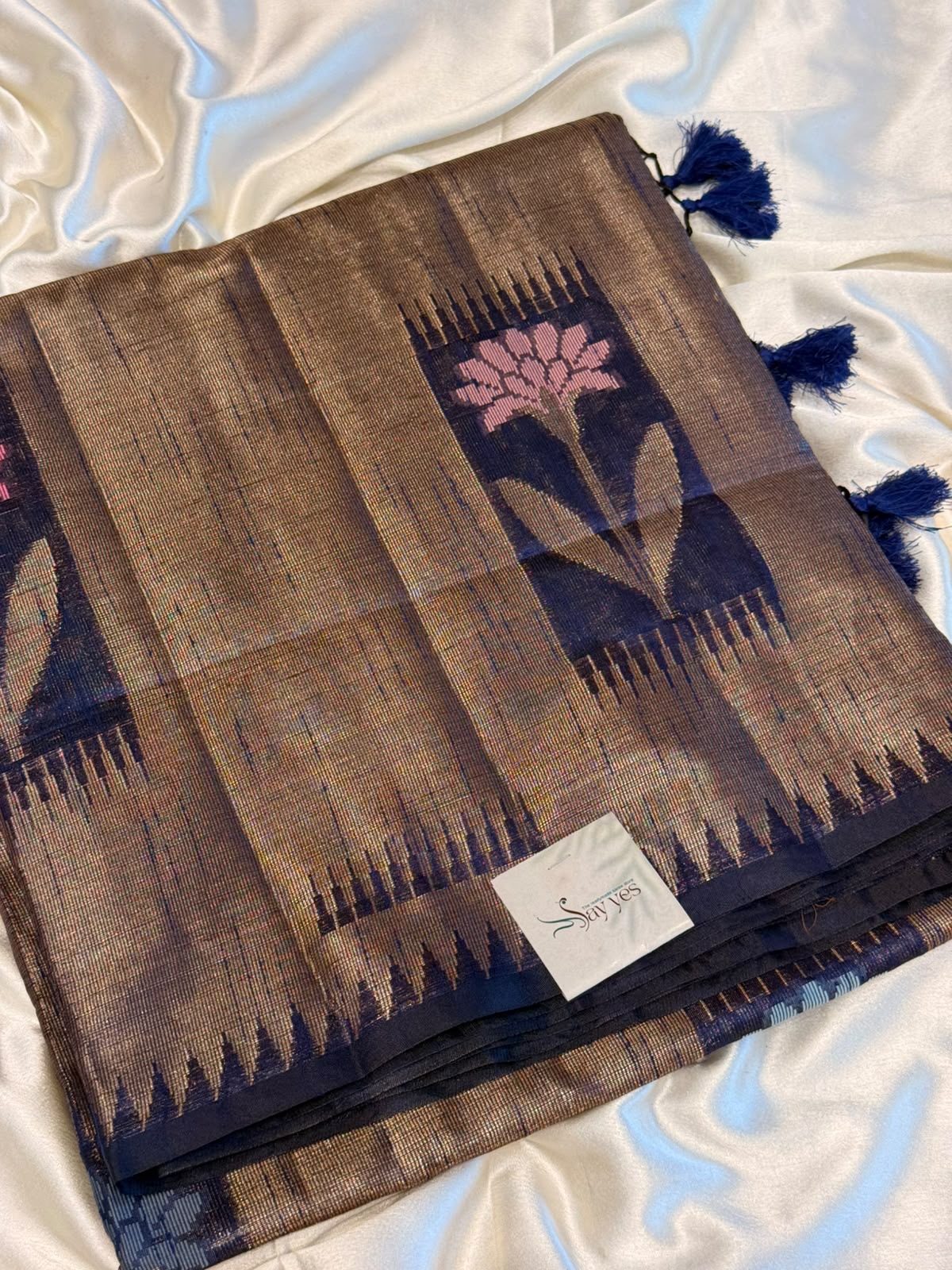 592f6a58-e8c9-42e6-81a5-22d67ef3b283 Kamalam (Banarasi semi silk) - Navy blue - Image 1