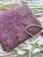 Spring garden (Embroidered Organza) - Magenta