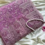 Spring garden (Embroidered Organza) - Magenta