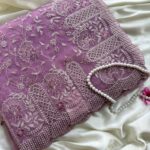 Spring garden (Embroidered Organza) - Magenta