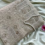 Spring garden (Embroidered Organza) - Ivory