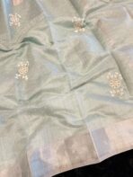 Muthumalar (Tissue Linen silk) - Sea blue - Image 3