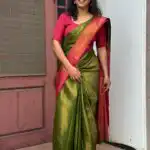 Nandhini (Kancheevaram Semi silk) - Parrot green