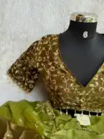 Tara (Embroidered Fendi silk) - Seaweed green - Image 3