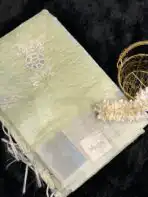 Muthumalar (Tissue Linen silk) - Pastel green - Image 2