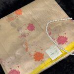 Krishna Leela (Dupion silk with Pichwai) - Ivory yellow