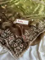 Tara (Embroidered Fendi silk) - Seaweed green - Image 4