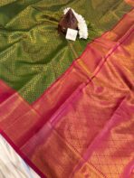 Nandhini (Kancheevaram Semi silk) - Parrot green - Image 4