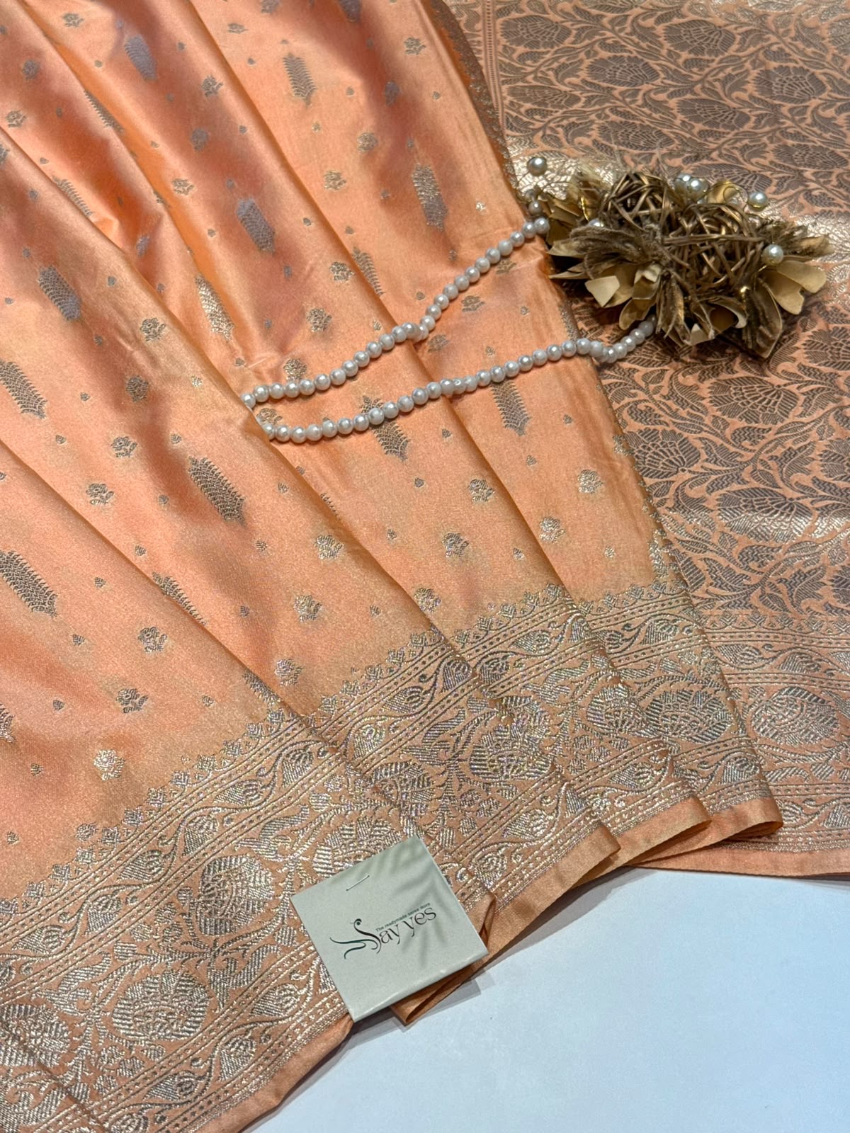 Tulsi (Banaras silk) – Peach orange