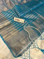 Swasthi (Crushed Tissue silk) - Steel blue - Image 4
