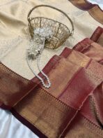 Anagha (Kanchi Semi silk) - Ivory & Maroon