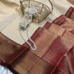 Anagha (Kanchi Semi silk) - Ivory & Maroon