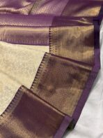 Anagha (Kanchi Semi silk) - Ivory & Mauve - Image 2