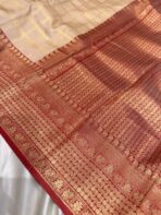 Anagha (Soft silk) - Ivory & Red - Image 4