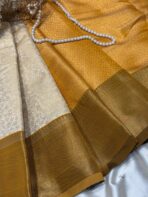 Anagha (Kanchi Semi silk) - Ivory & Mustard - Image 2