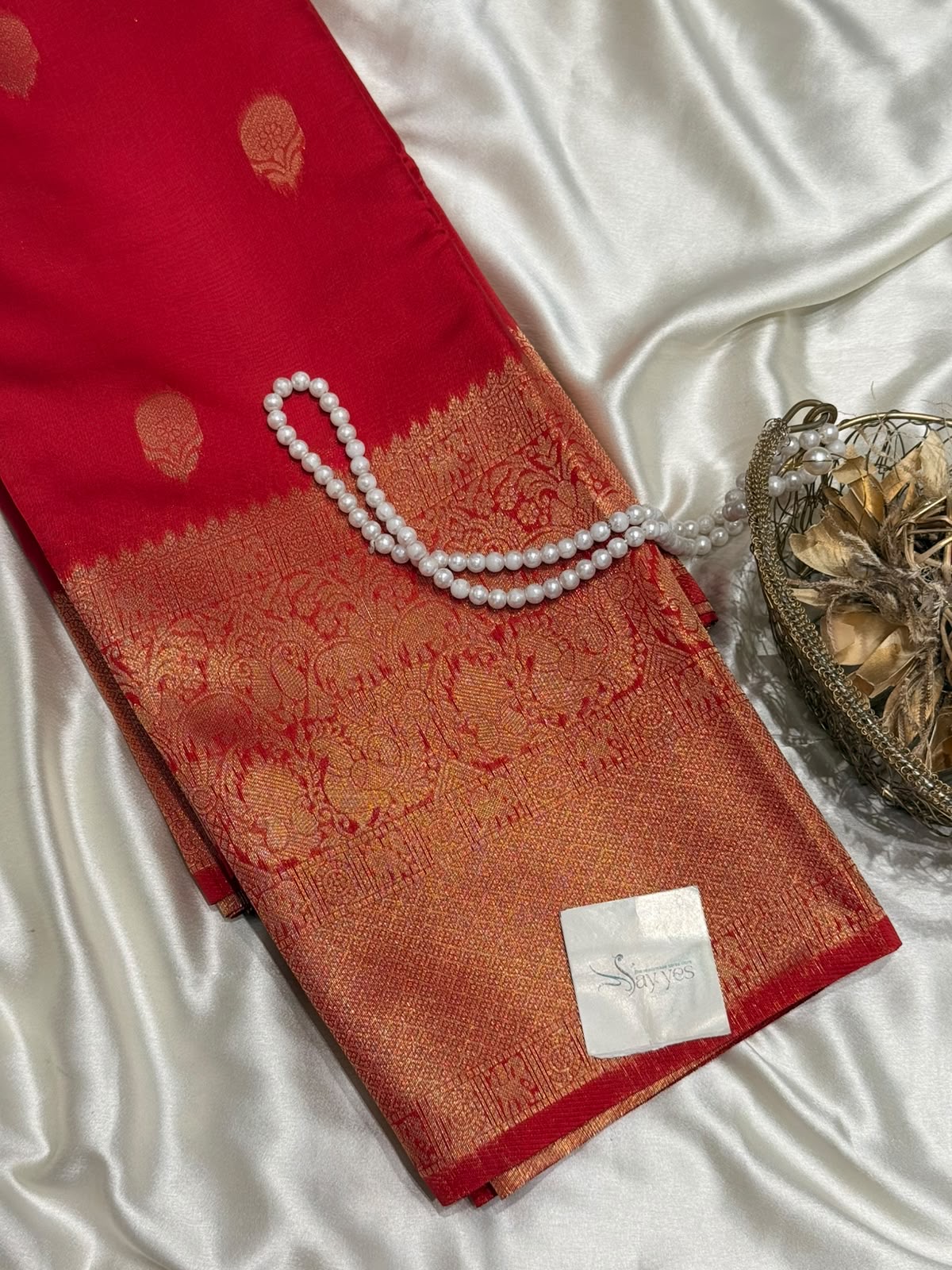 Athira (Semi silk) – Vermilion red