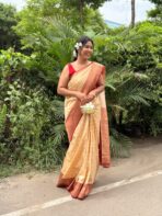 Anagha (Soft silk) - Ivory & Red
