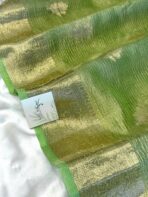 Swasthi (Crushed Tissue silk) - Parrot green - Image 3
