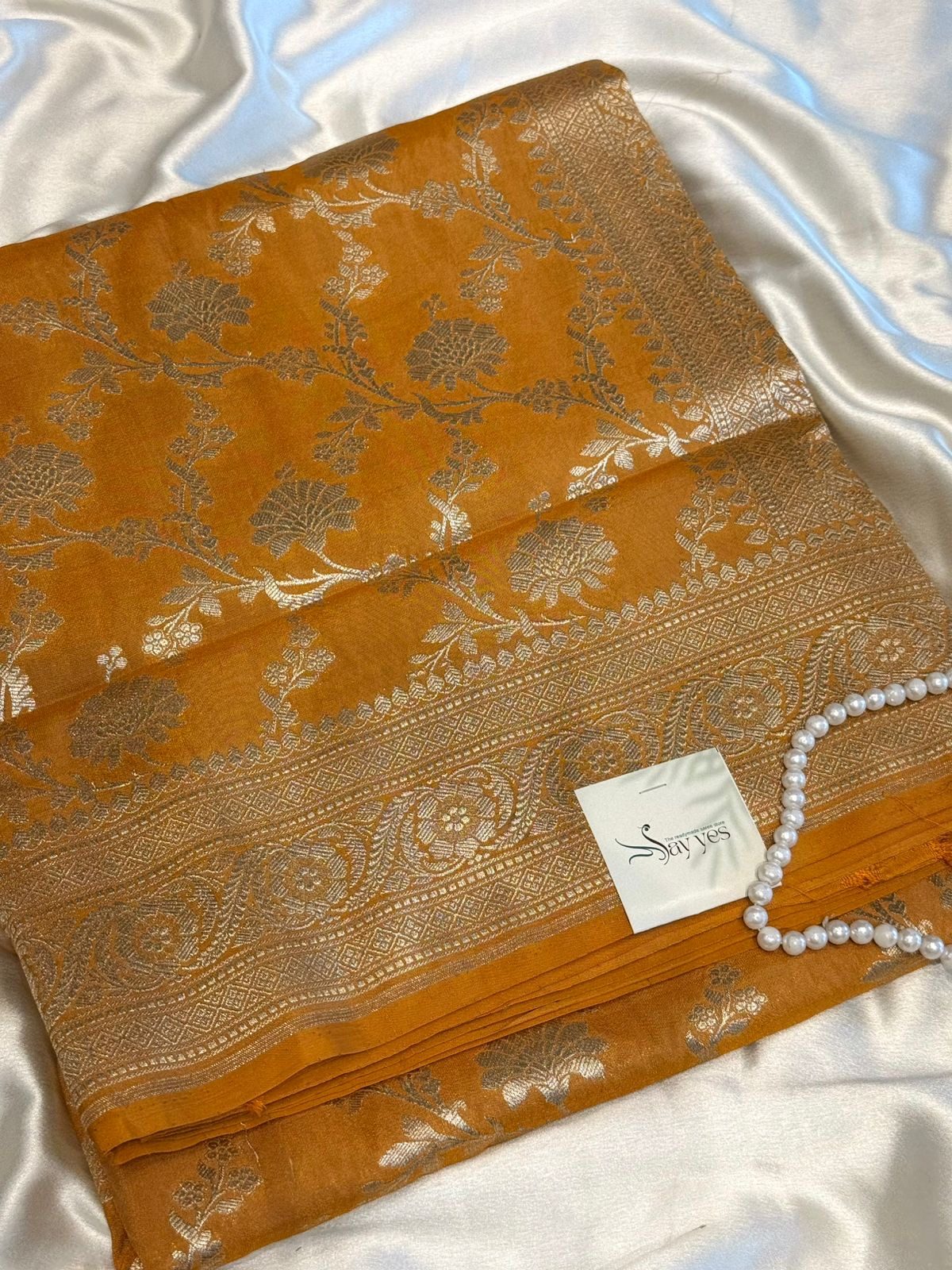 47f7158b-9745-45d5-a063-72063c6de9b7 Tulsi (Banaras silk) - Sunrise Orange - Image 1