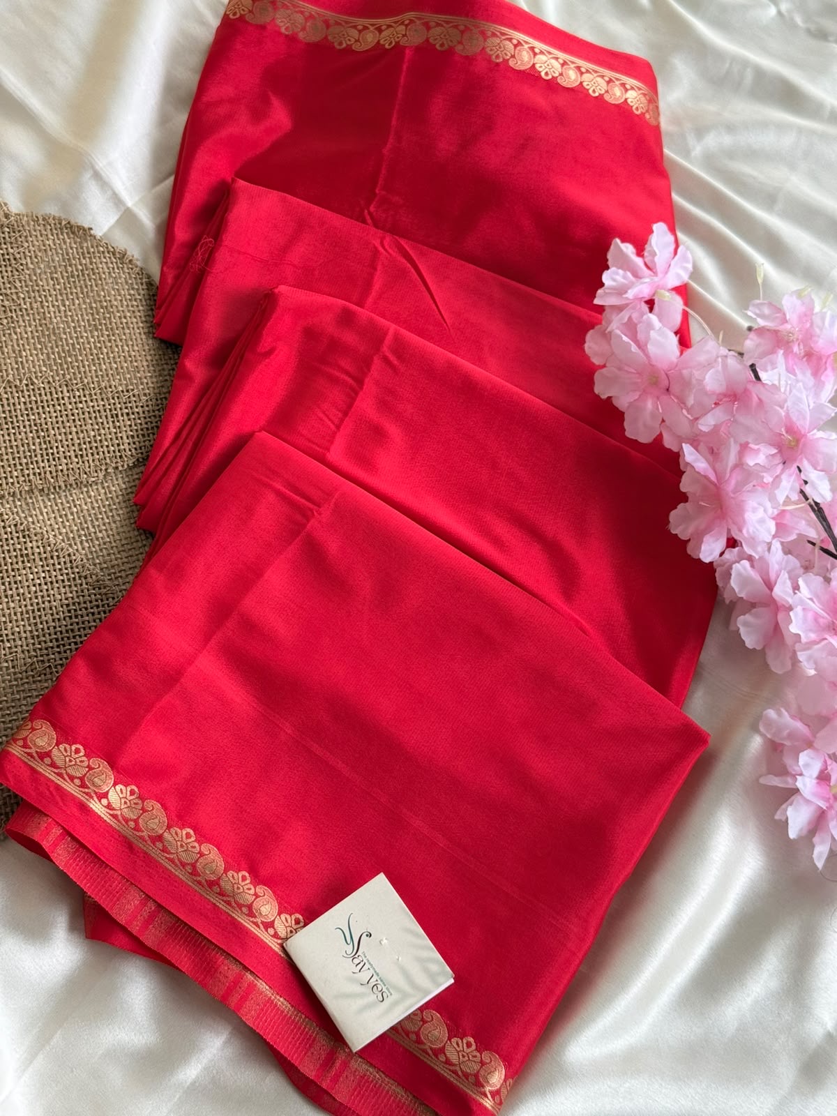 54fd5ebf-1110-430a-8800-e357afe00cbd Chinmayi (Mysore crepe silk) - Hot red - Image 1