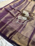 Anagha (Kanchi Semi silk) - Ivory & Mauve - Image 4